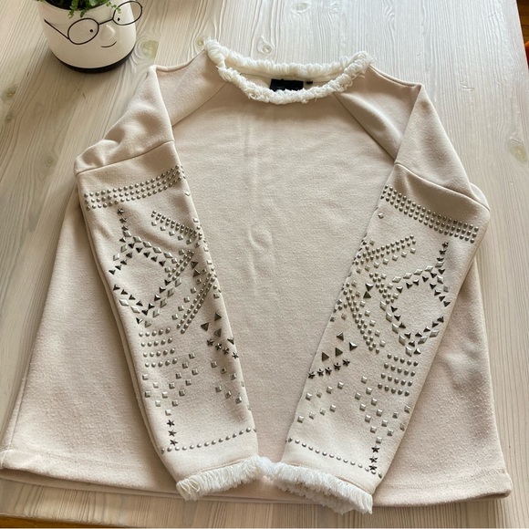 Nanette Lepore Sweaters - Nanette Lepore Studded Sleeves Sweatshirt size S